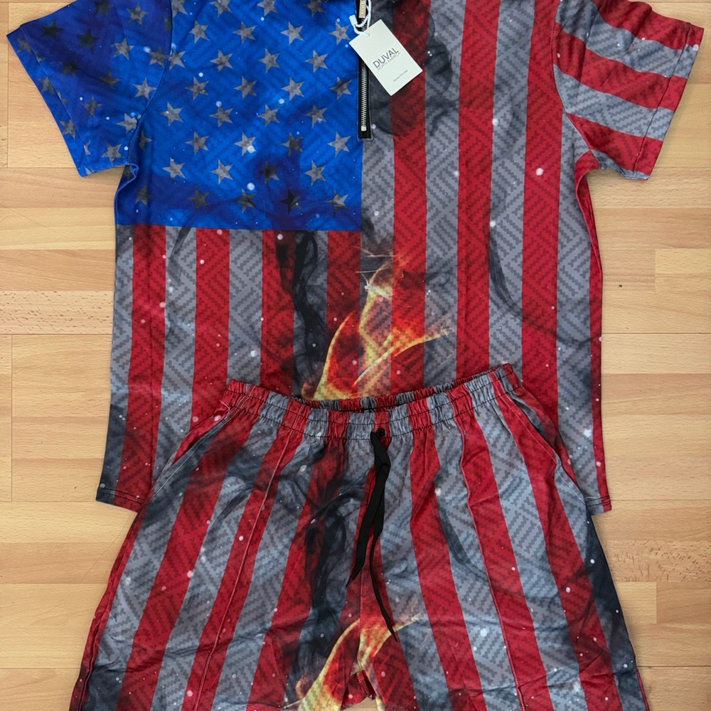 NWT Duval North America Patriotic Golf Set - Distressed USA Flag - Mens 3XL
